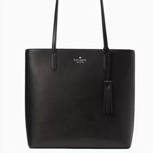 Kate Spade Jana Tote Saffiano Leather Black NEW WITH TAGS MSRP $359 BIG BAG - Picture 2 of 6